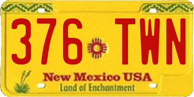NM license plate 376TWN