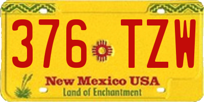 NM license plate 376TZW