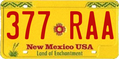NM license plate 377RAA