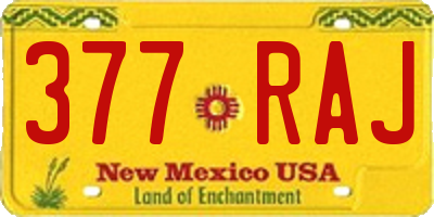 NM license plate 377RAJ