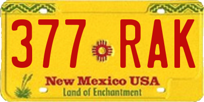 NM license plate 377RAK