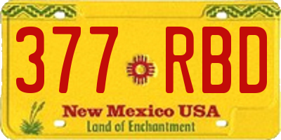 NM license plate 377RBD