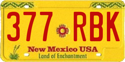 NM license plate 377RBK
