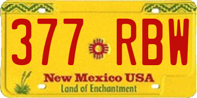NM license plate 377RBW