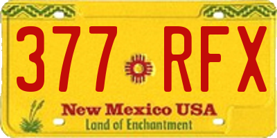 NM license plate 377RFX