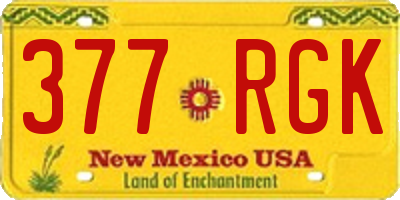 NM license plate 377RGK