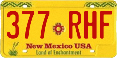 NM license plate 377RHF