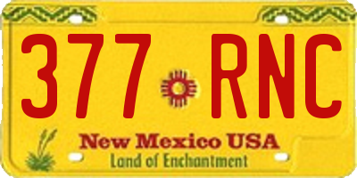 NM license plate 377RNC