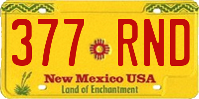 NM license plate 377RND