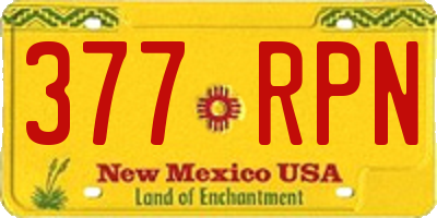 NM license plate 377RPN
