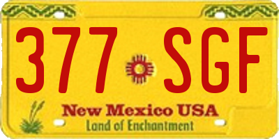 NM license plate 377SGF