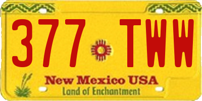 NM license plate 377TWW