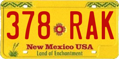 NM license plate 378RAK