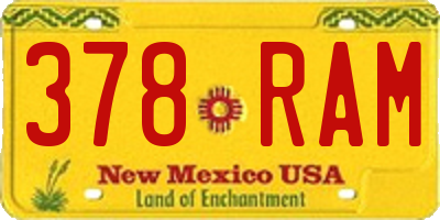 NM license plate 378RAM