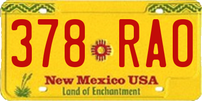 NM license plate 378RAO