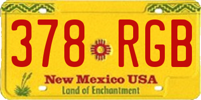 NM license plate 378RGB