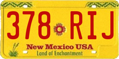 NM license plate 378RIJ