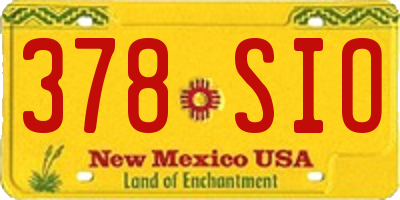 NM license plate 378SIO