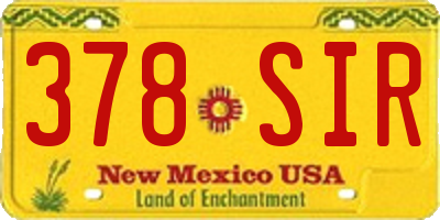 NM license plate 378SIR