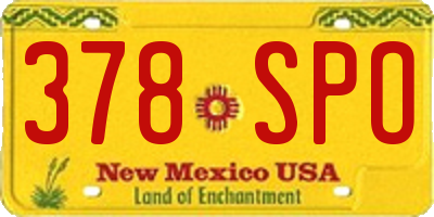 NM license plate 378SPO
