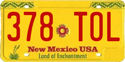 NM license plate 378TOL