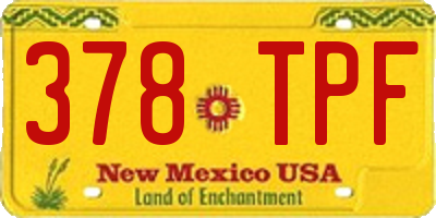 NM license plate 378TPF