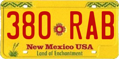 NM license plate 380RAB