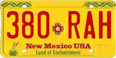 NM license plate 380RAH