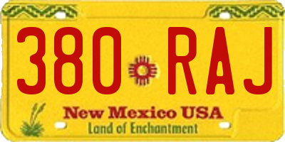 NM license plate 380RAJ