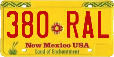 NM license plate 380RAL