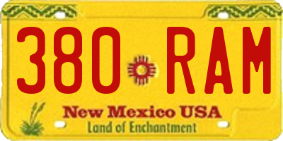 NM license plate 380RAM