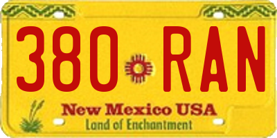 NM license plate 380RAN