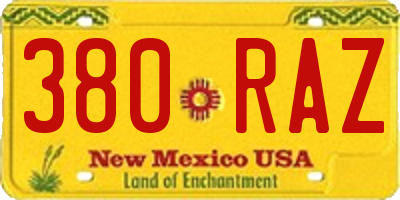 NM license plate 380RAZ