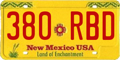 NM license plate 380RBD