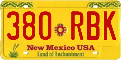 NM license plate 380RBK