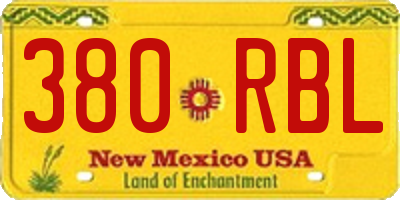 NM license plate 380RBL