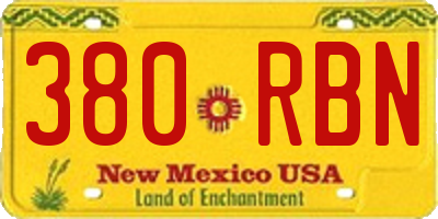 NM license plate 380RBN