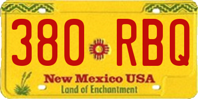 NM license plate 380RBQ