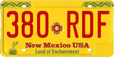 NM license plate 380RDF