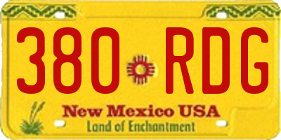 NM license plate 380RDG
