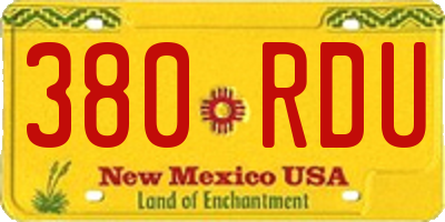 NM license plate 380RDU