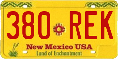 NM license plate 380REK