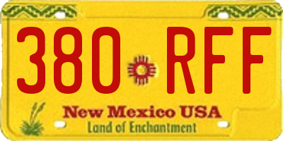 NM license plate 380RFF
