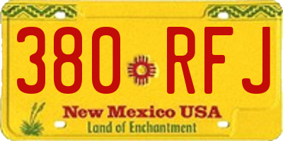 NM license plate 380RFJ
