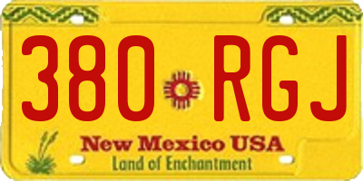 NM license plate 380RGJ