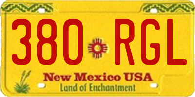 NM license plate 380RGL