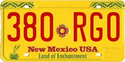 NM license plate 380RGO