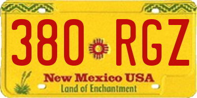 NM license plate 380RGZ