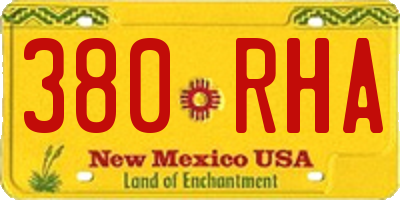NM license plate 380RHA