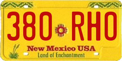 NM license plate 380RHO